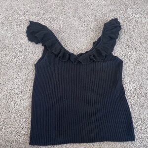 GAP Black Ruffled Tank Top